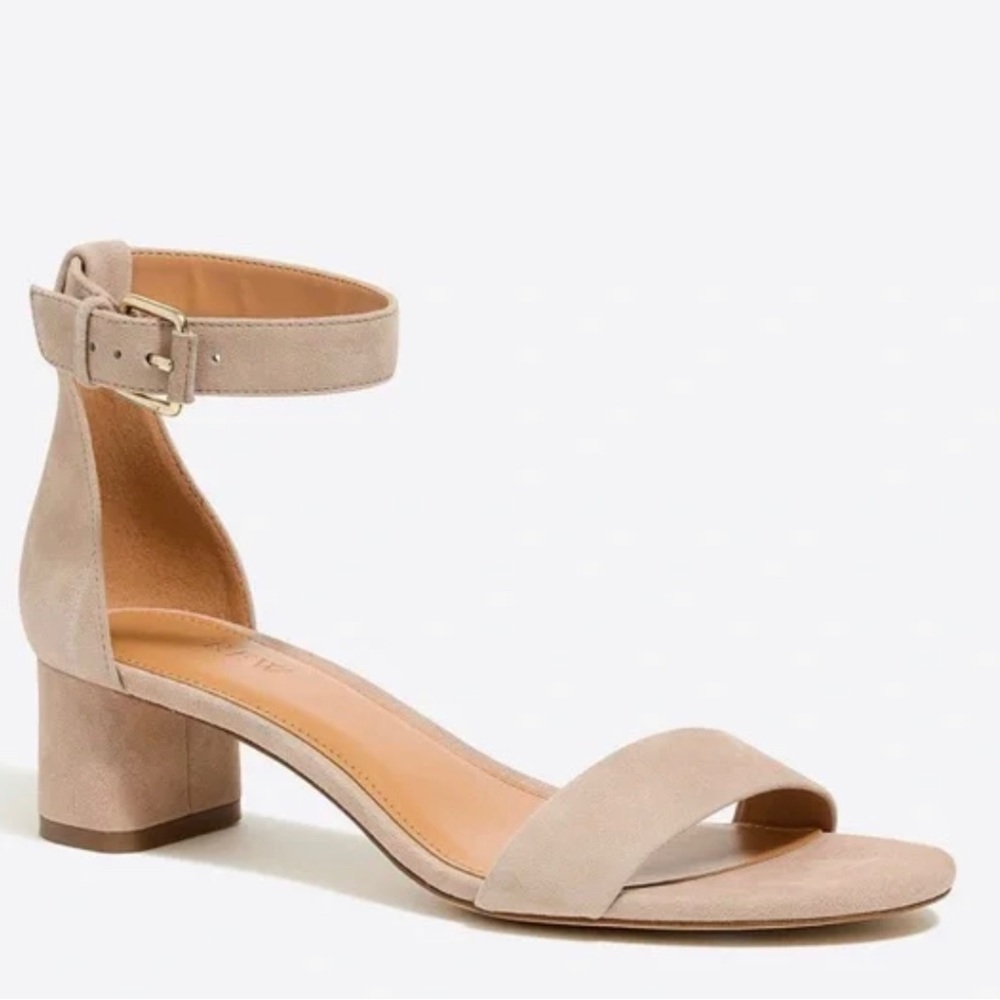 J. Crew Nude suede low block heel sandals